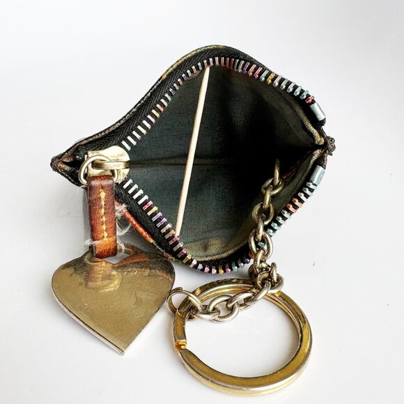 Dooney & Bourke Heart Print Zip Coin Pouch Keychain Wallet Vintage - Picture 3 of 5
